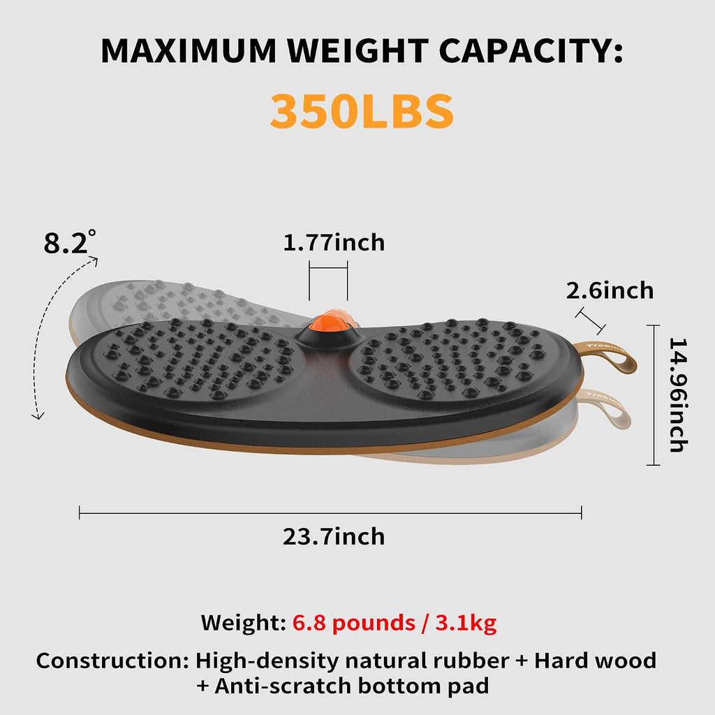 Standing Desk Mat Balance Board with Rollerball, Wooden Wobble Anti Fatigue Mat Balance Board for Standing Desk, Home