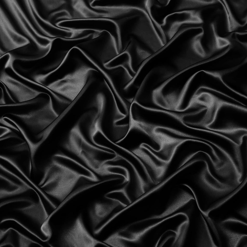 3pcs Extra Deep Pocket Satin Fitted Sheet Set King Bed Set, Black Bottom Sheet Fit 18-24 Inch Deep Pocket Mattress