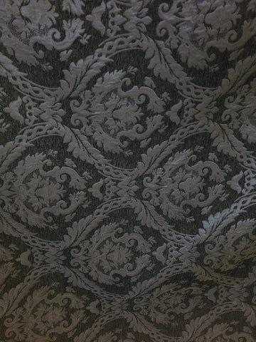 Damask Tapestry Chenille Fabric - Upholstery Fabric, 60" Width - Sold by The Yard (Black/Black)