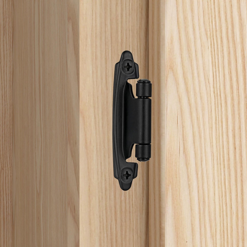 Matte Black Kitchen Cabinet Hinges, 1/2" Overlay, 10 Pack