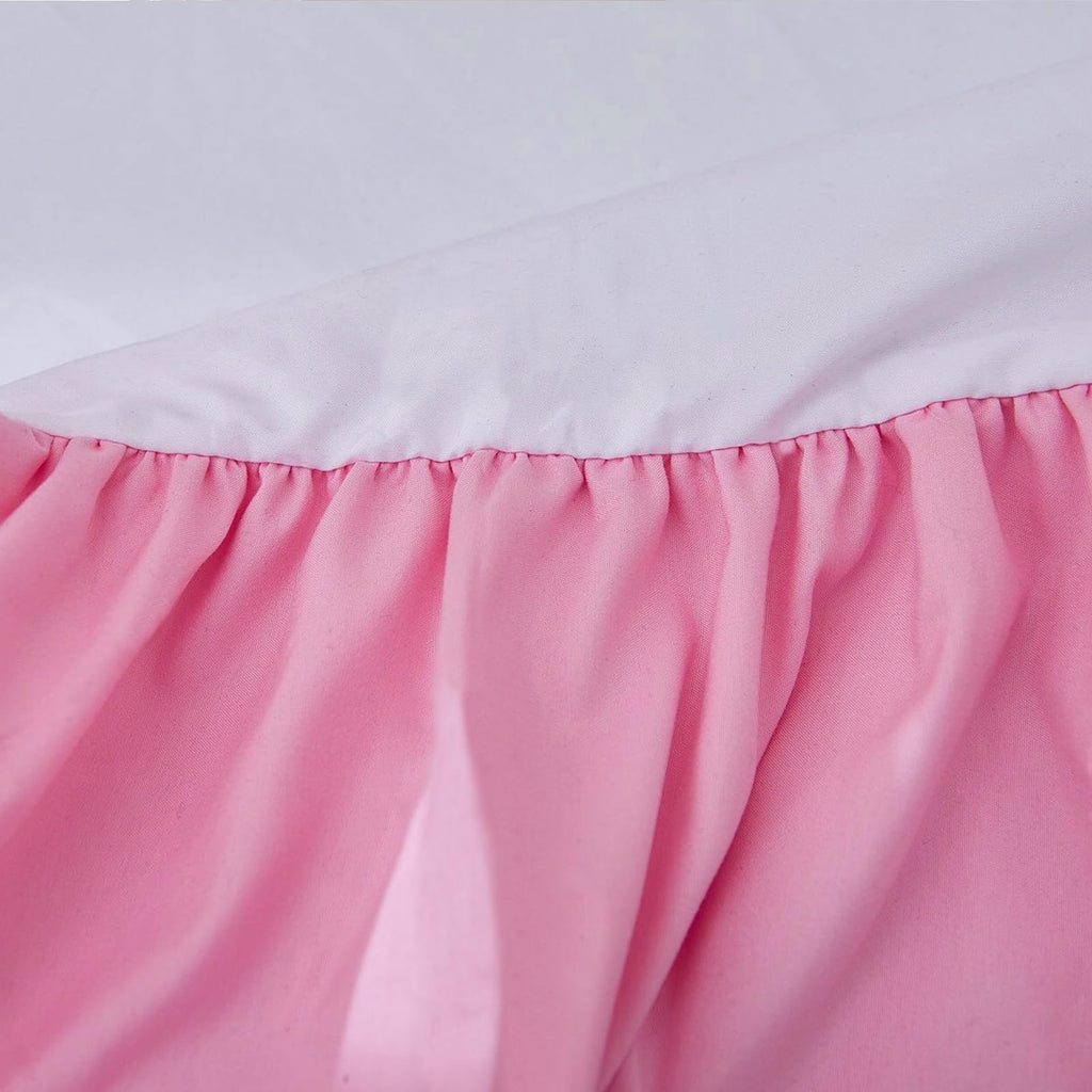 Pink Crib Bed Skirt 14 in Deep Drop Dust Ruffle Double Layer Microfiber Nursery Bedding Skirt for Baby Girls