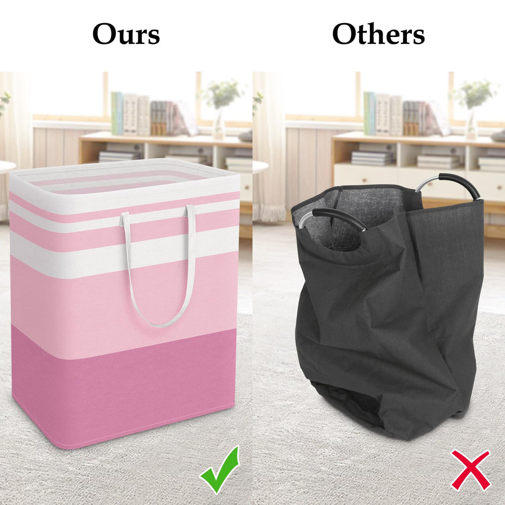 Basket Hamper, 125L Collapsible Clothes Storage, Pink