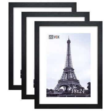 18x24 Frame 3 Pack, Black Solid Wood Concert Poster Frames, Wall Decor