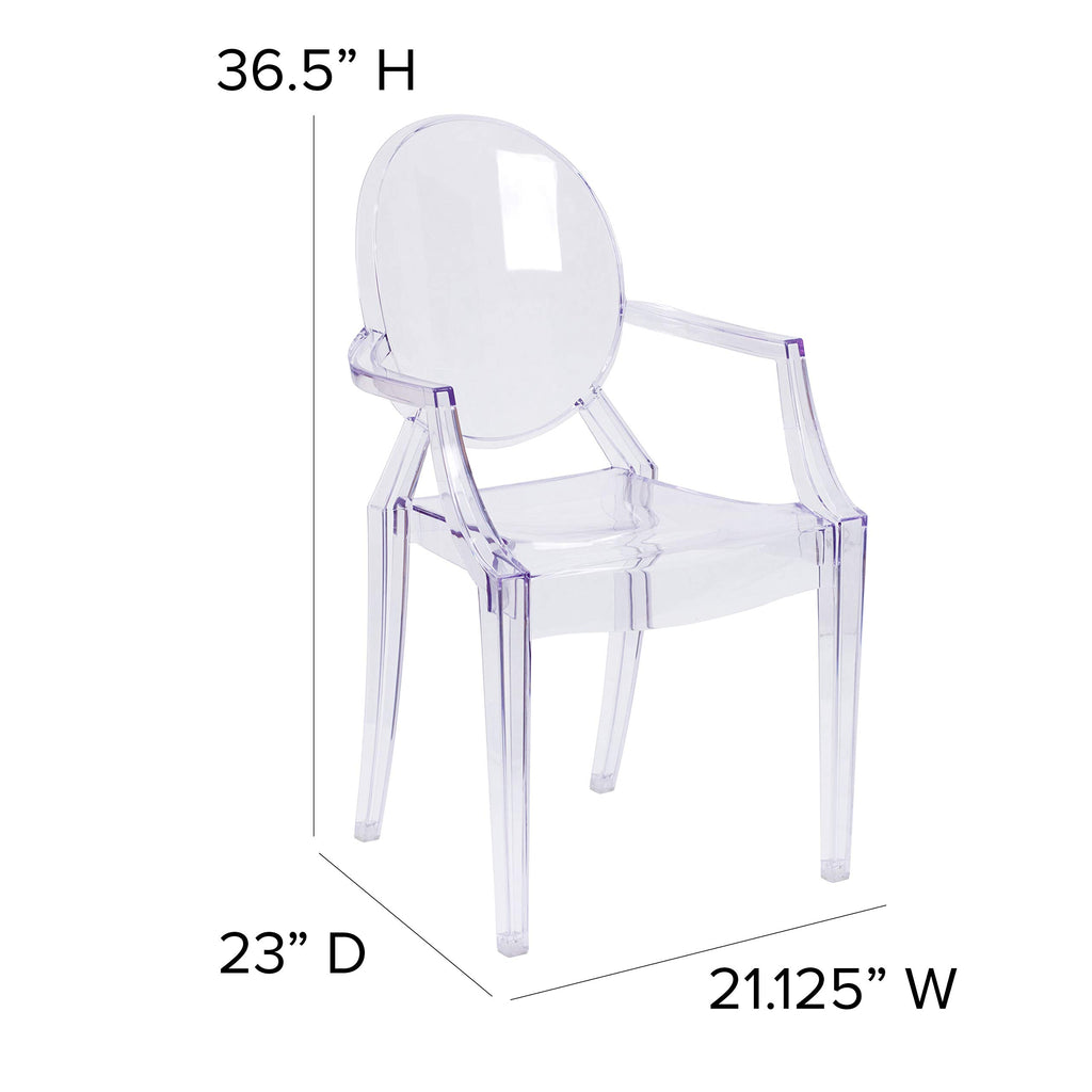 Ghost Chair with Arms, Transparent Crystal