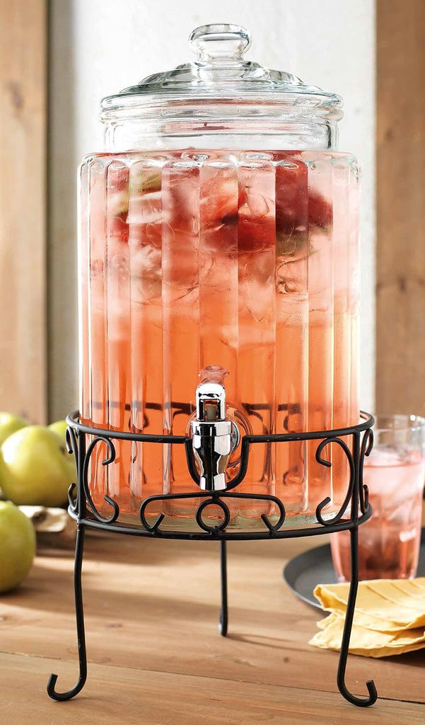 1.5 Gallon Drink dispenser, With Elegant Stand Stand, Drink Dispensers for Parties With Spigot 100% Leakproof. - Set of 2