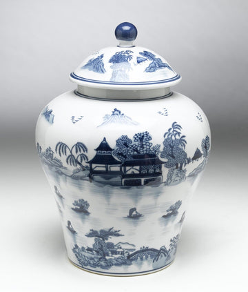 59739 Blue And White Ceramic Ginger Jar With Lid