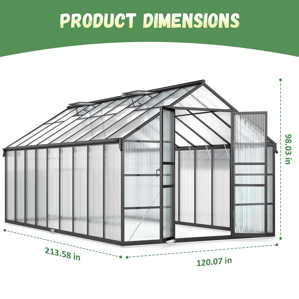 10x18FT Galvanized Steel Greenhouse, Walk-in Greenhouse for Outdoor