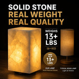Natural Calcite Stone Table Lamp, Handcrafted Solid Stone Lamp with Unique Crystal Texture, Dimmable 3-Color LED