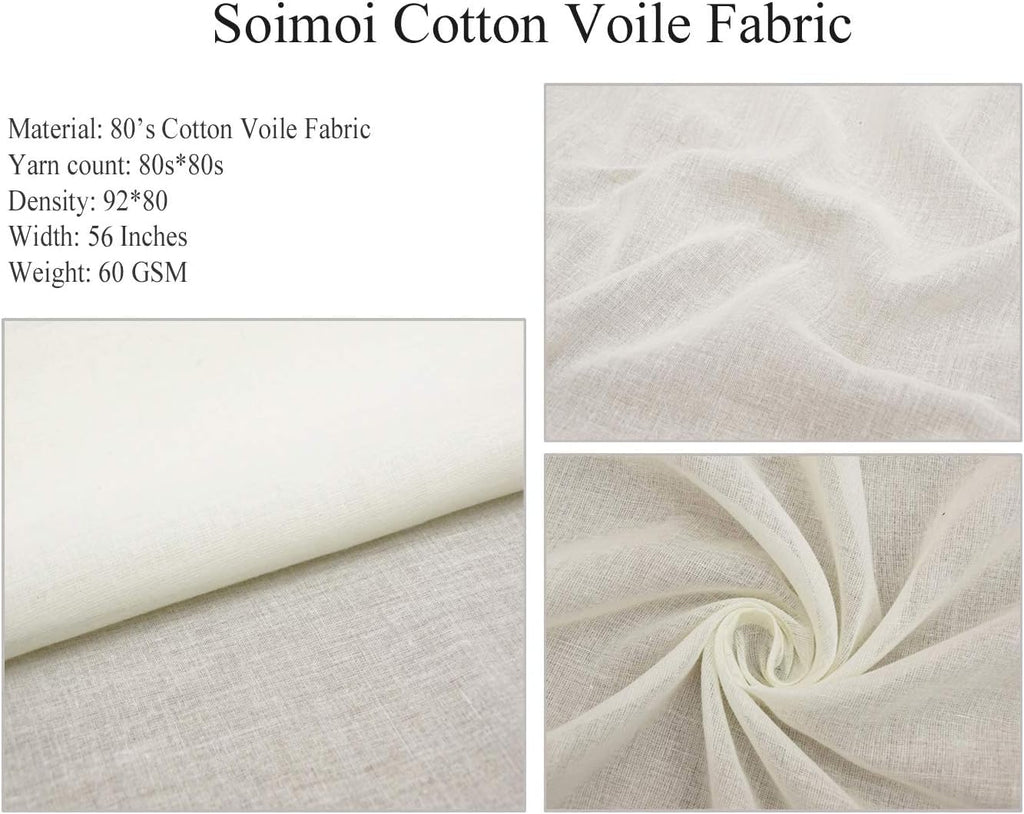 Cotton Voile Blue Fabric - by The Yard - 56 Inch Wide - Flower & Leaves Watercolor Palette Material - Botanical and