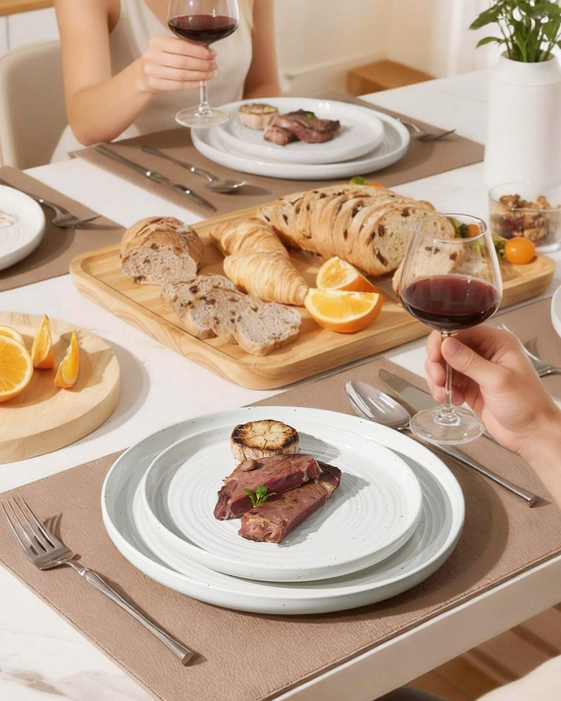 Stoneware Dinnerware Sets with Pasta Bowls, Dish Set for 6