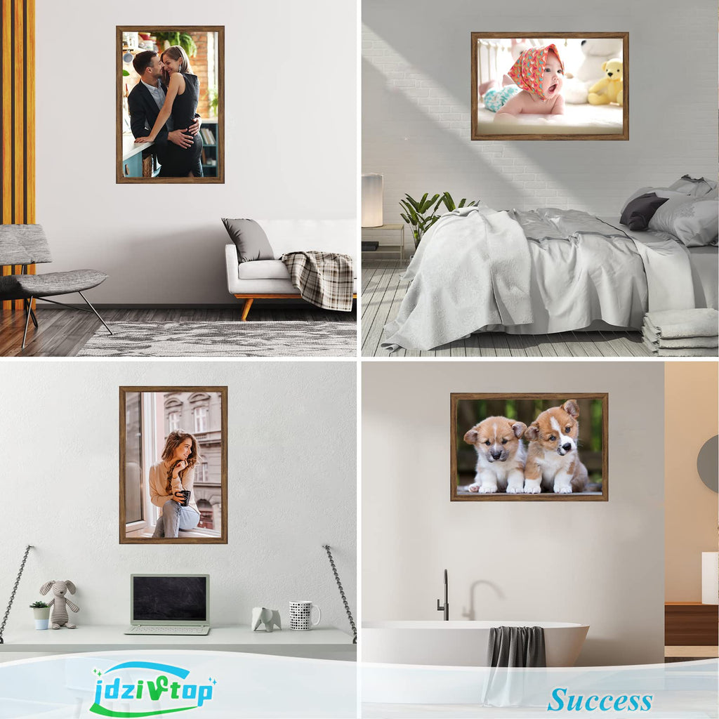 24x36 Rustic Brown Poster Frame, Distressed Brown Large Picture Frame Family Memorial Photo Vertical Horizontal
