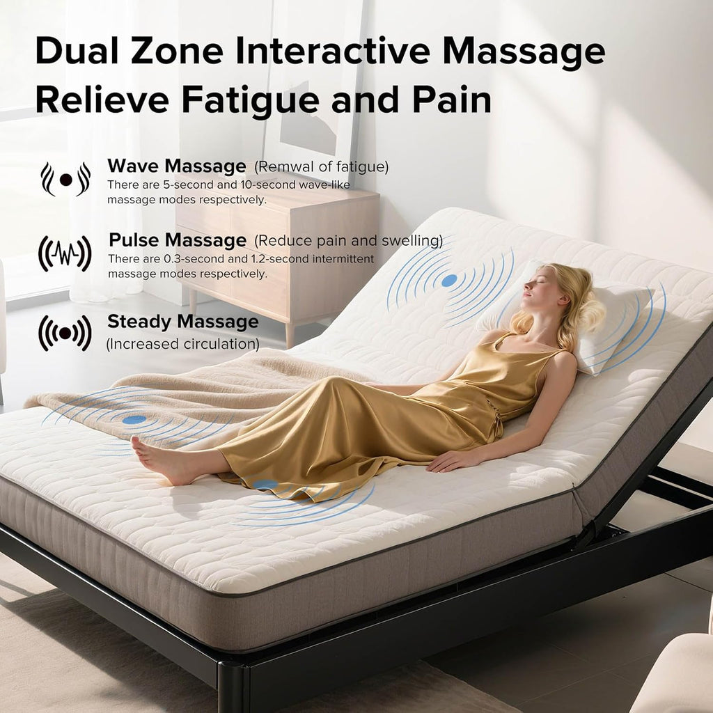 Queen Adjustable Bed Frame with Massage & Remote