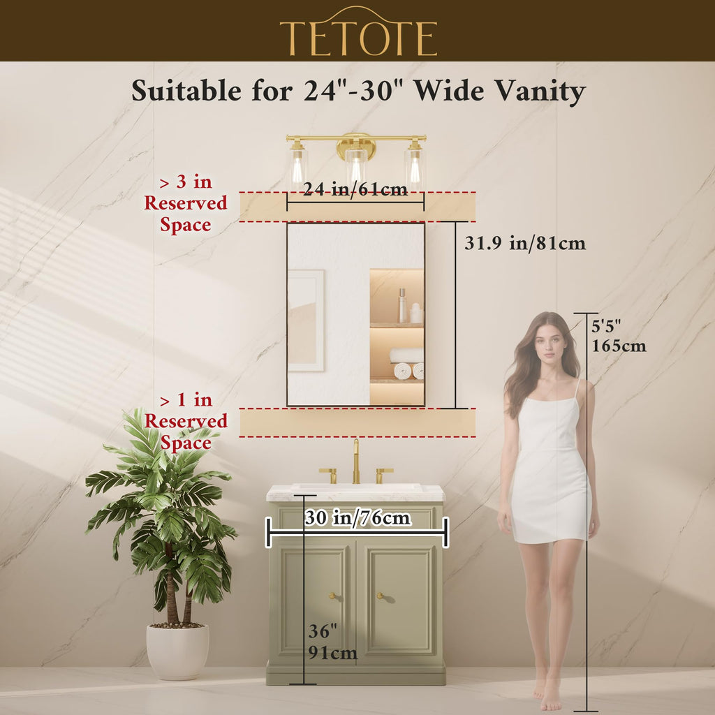 Black Bathroom Mirror 24" x 32" Matte Black Vanity Mirror for Over Sink, Tempered Glass, Modern Farmhouse Rectangle