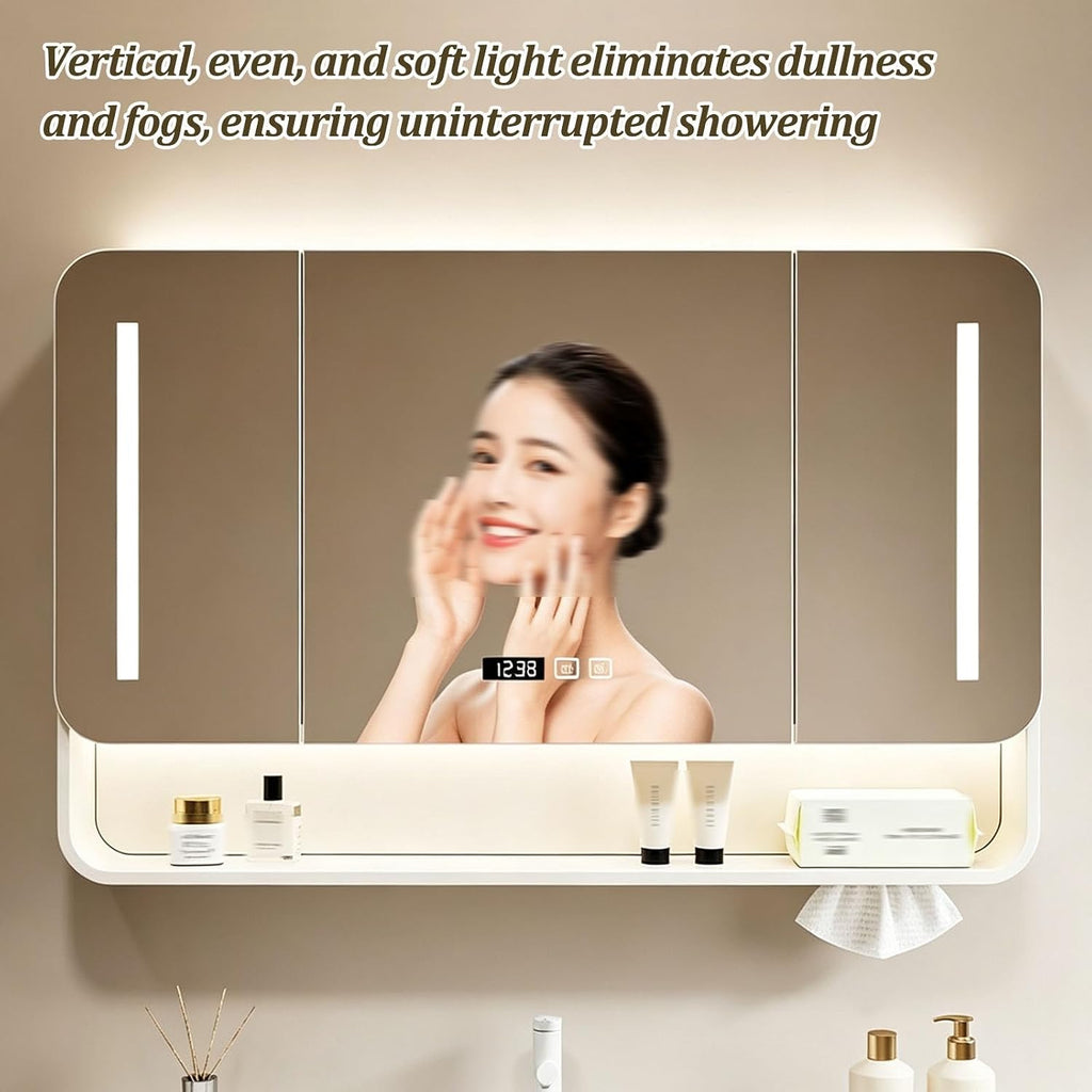 Smart LED Bathroom Medicine Cabinet with Mirror,Carbon Steel Mirror Cabinet | Bathroom Medicine Mirror Cabinet with