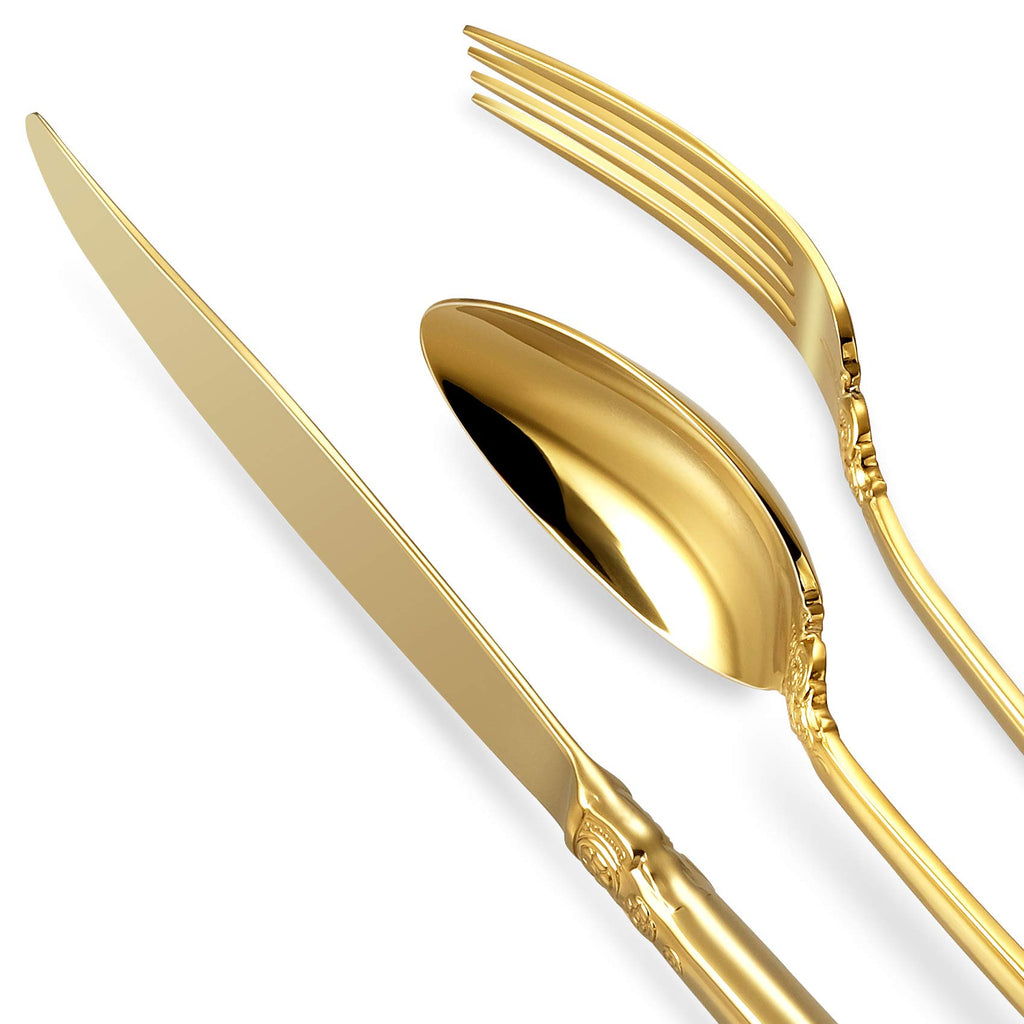 Luxury 45-Piece 18/10 Stainless Steel Flatware Set (Gold)