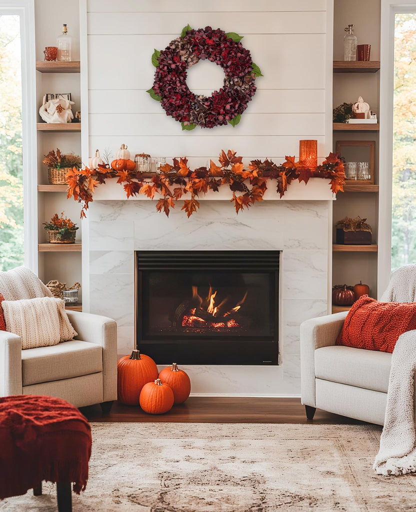 Fall Wreaths for Front Door 22 inch Autumn Wreath with Hydrangeas
