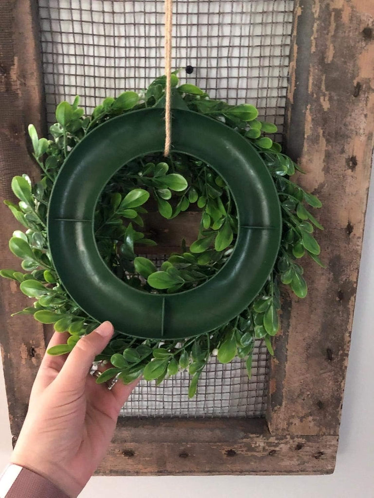 Boxwood Wreath with Artificial Wreath Green Leaves Door Wall Window Decoration,11Inch/PC - Set of 2
