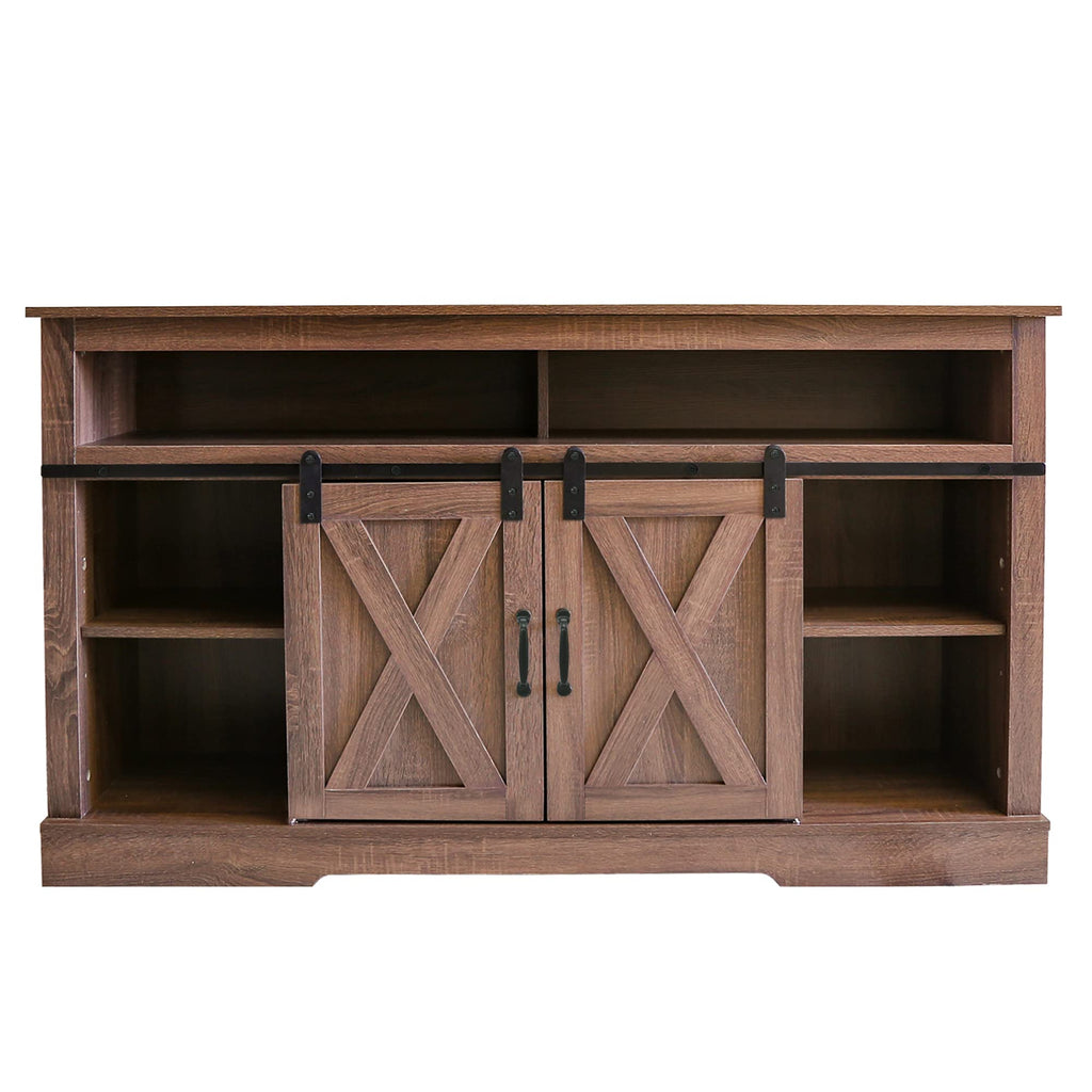 Farmhouse TV Stand for 65 inch TV Farmhouse Entertainment Center with Sliding Barn Doors Console Storage Cabinet