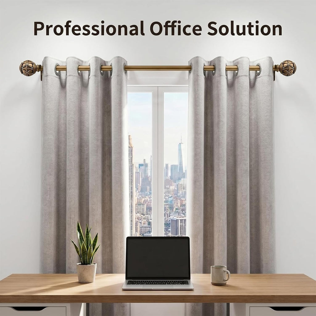 Antique Brass Curtain Rods for Windows 18 to 88 Inches,Adjustable Decorative Drapery Rods,Heavy Duty Curtain Rod with