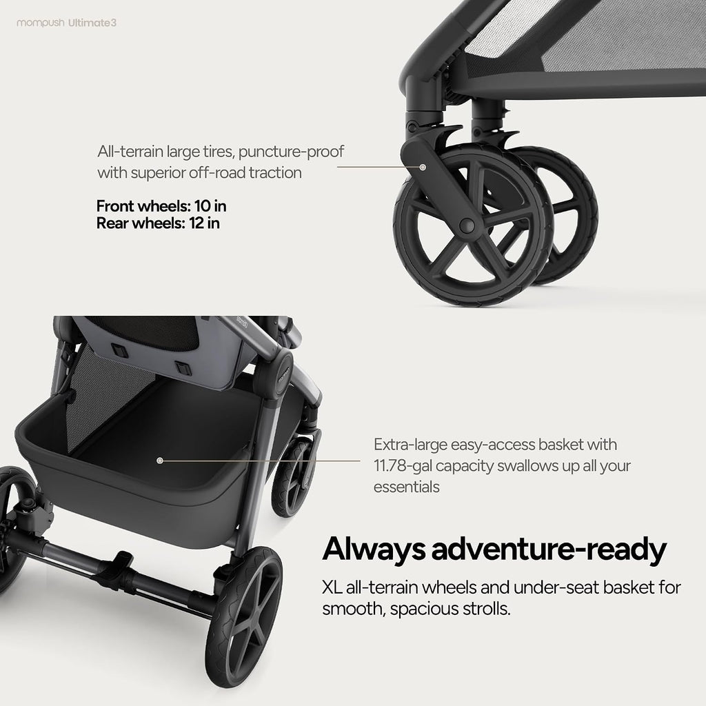 Ultimate 3 Full Size Stroller, Extendable Seat, Infant to Toddler