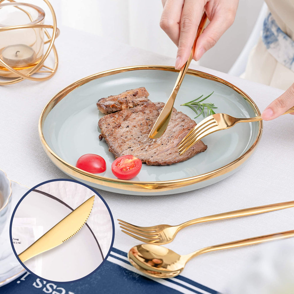 20 Piece Gold Silverware Set,Stainless Steel Flatware Cutlery Set Service for 4 Including Forks Spoons Knives,Kitchen