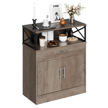 Kitchen Buffet Sideboard Cabinet, Storage Cabinets with 2 Doors and 1 Drawers, Open Storage & Adjustable Shelf