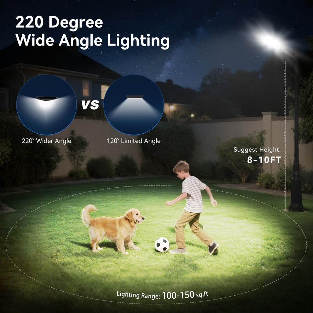 Solar Lights Outdoor Waterproof, 11inch LED Dusk to Dawn Solar Street Light, Solar-Powered Flood Lights with Motion