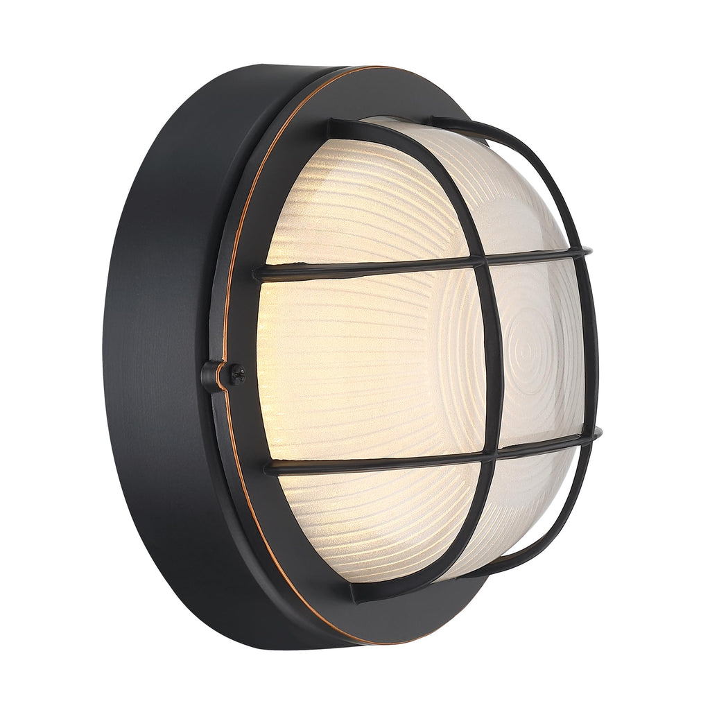 8" Round Bulkhead LED Light Oil Rubbed Bronze - Nautical Outdoor Wall Light 3000K - 15W, Waterproof