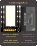 2 Pack LED Outdoor Wall Lights Dimmable, 3000K 4000K 5000K, 15.7" Modern Black Outdoor Wall Sconce, IP65 Waterproof