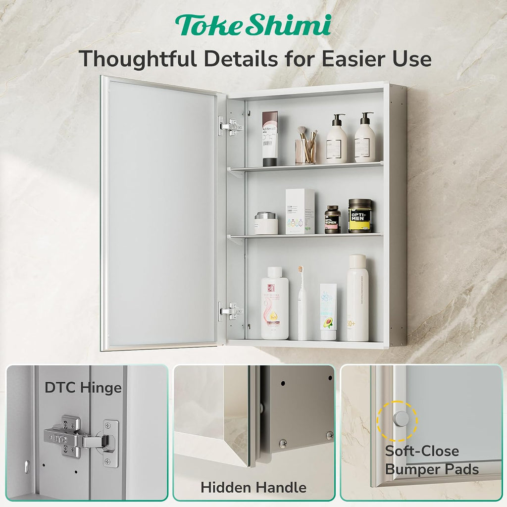 14 x 24 Medicine Cabinet with Mirror, Assembly Required, Silver Recessed Bathroom Medicine Cabinet with Tempered