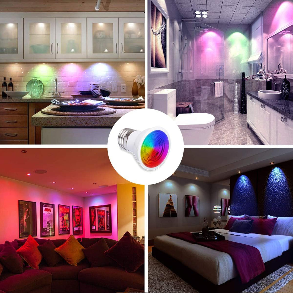 Par16 LED Light Bulbs 40 Watt Equivalent Color Changing E26 Screw Beam Angel 45°, 12 Colors Dimmable Warm White 2700K