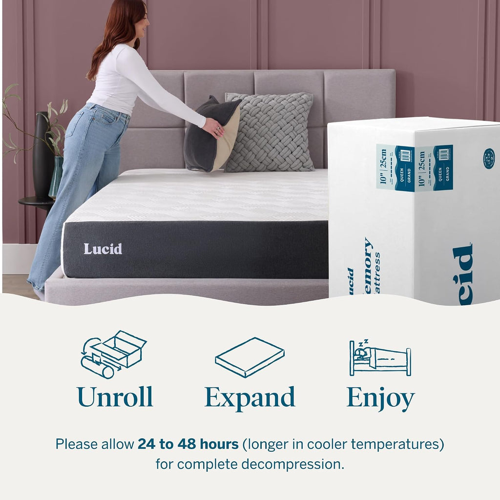 10" Firm Gel Memory Foam Mattress - Bamboo Charcoal & Cooling Gel - Fiberglass Free - Bed in a Box - CertiPUR-US