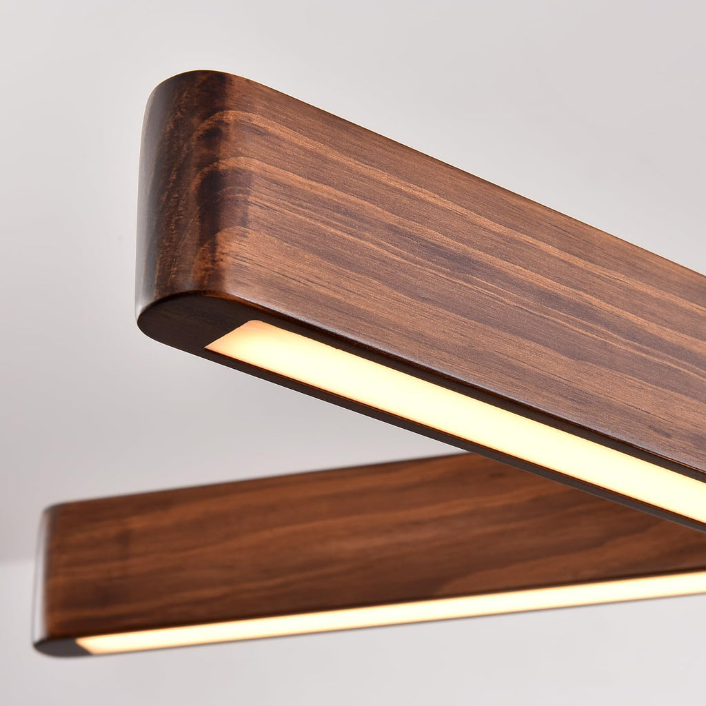 Linear Pendant,Dining Room Light Fixture,Modern Led Chandeliers,Dimmable Wood Ceiling Pendant Light,45W