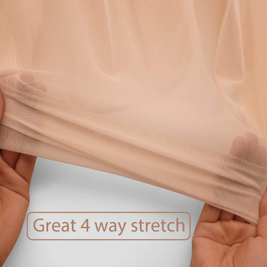 4-Way Stretch Mesh Fabric 60" by 5 Yards Lightweight Sheer Mesh (Nude)