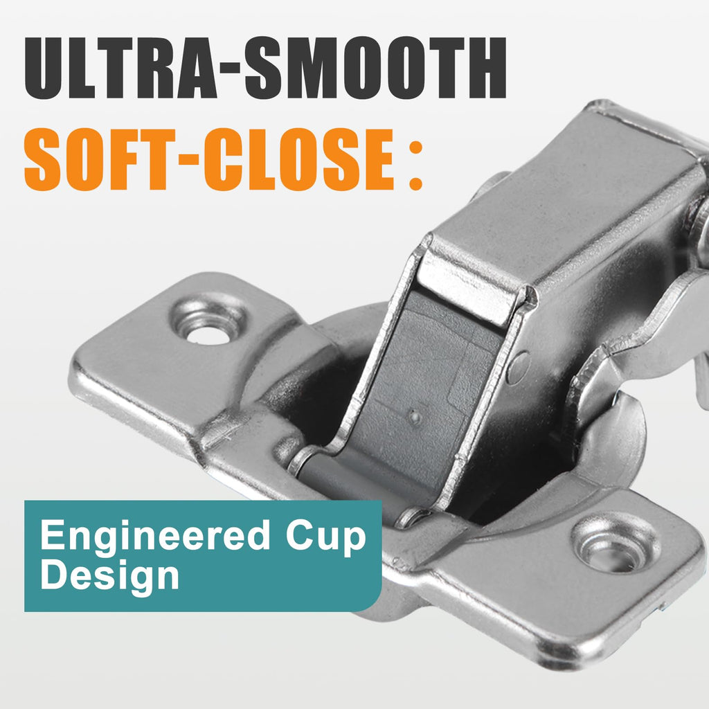 4 Pack 165 Degree Soft Close Cabinet Hinges, Full Overlay Kitchen Cabinet Hinges, Concealed European Hinges for Lazy
