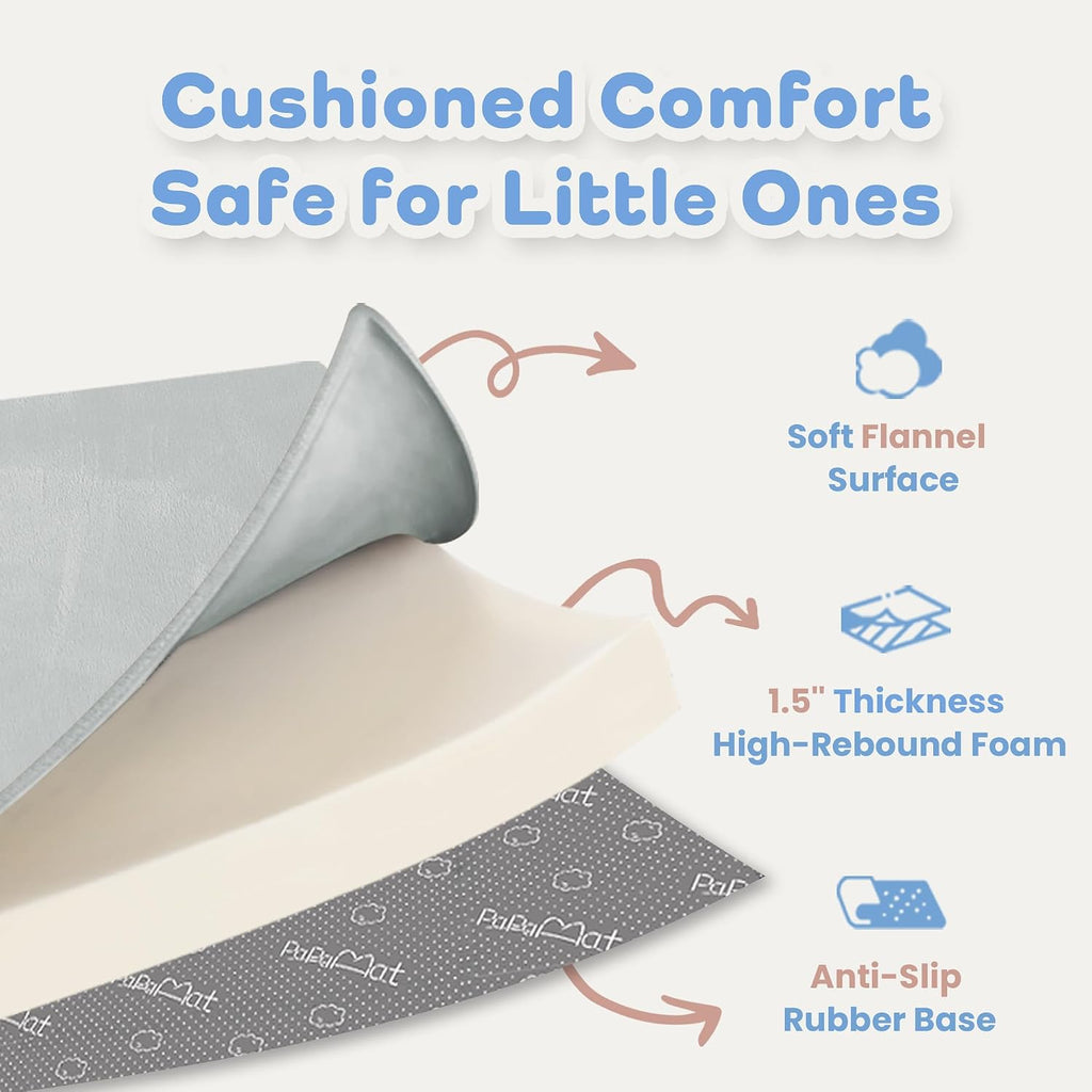 1.5" Thick Baby Play Mat for Floor Tummy Time, Large Pro Soft Foam Activity Playmats Playroom, Easy Care