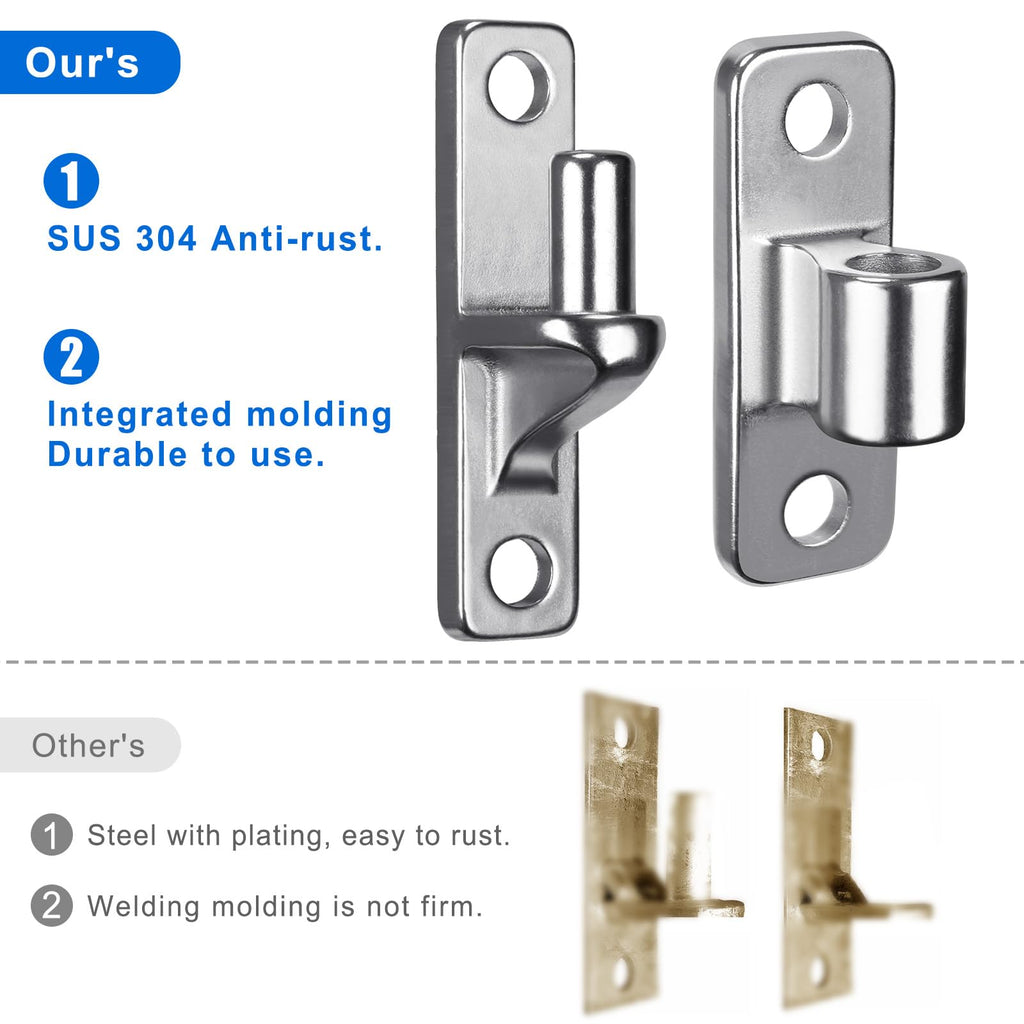 Heavy Duty 304 Stainless Steel Gate Hinges, Non-Welded One-Piece Design, Wall Mount Gate Hinges with 5/8'', Post