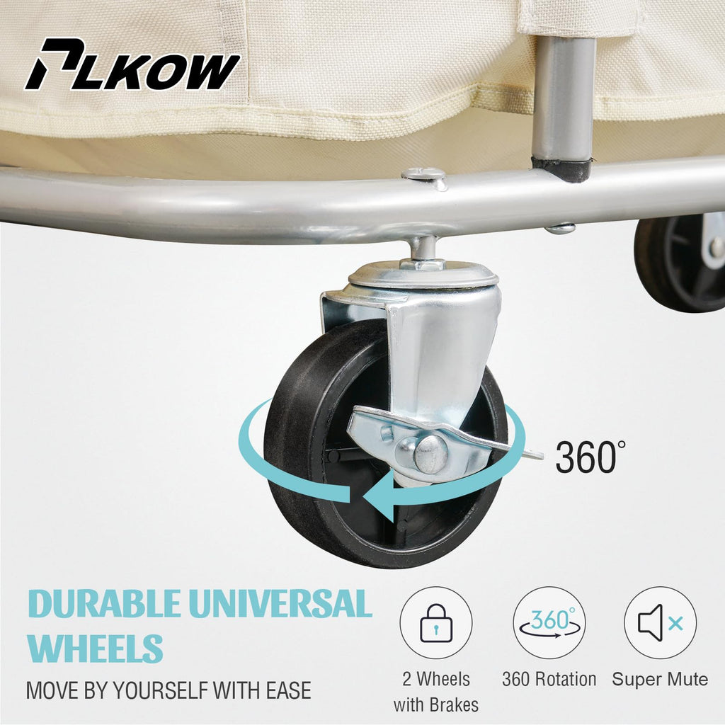320L Rolling Laundry Cart with Wheels, Beige
