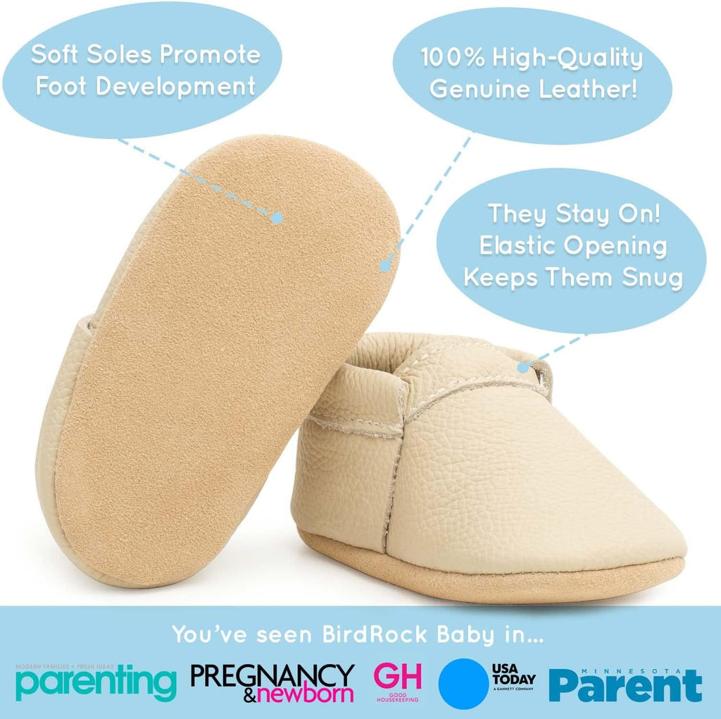 Fringeless Moccasins - Genuine Leather Boys and Girls Shoes for Newborns, Infants, Babies, Toddlers