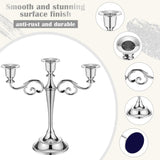 3 Pcs 3 Arm Metal Candelabra Candlestick Holders Tall Candlestick Holders Gothic Candle Holdery (Classic,10 Inch,Silver)