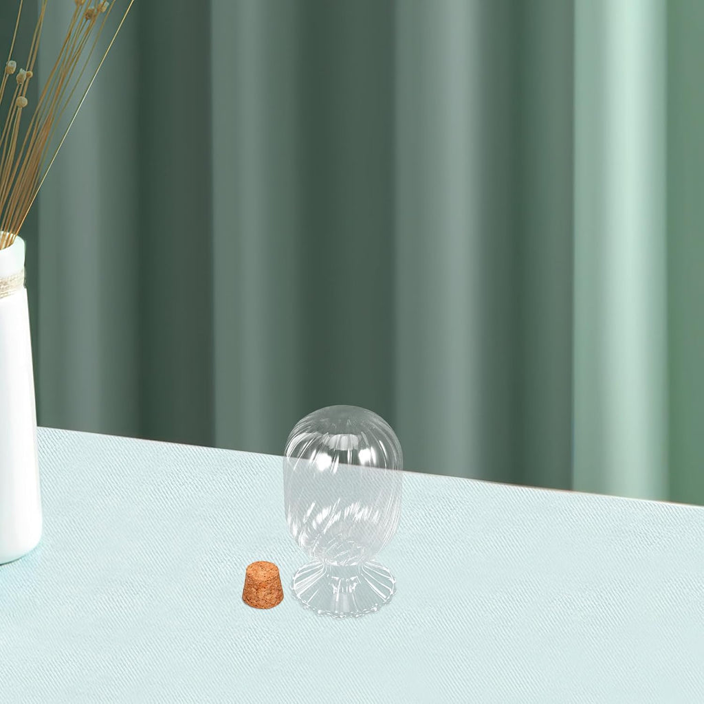 Helix Shaped Glass Cloche Match Jar with Lid Decorative Glass Container Fireplace Display Accent