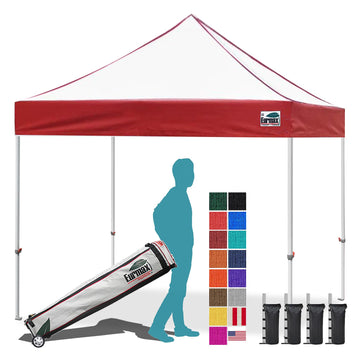 USA 10x10ft Pop Up Canopy, Commercial Instant Tent for Outdoor Events, Patented No-Tip Rolling Storage Bag with 4