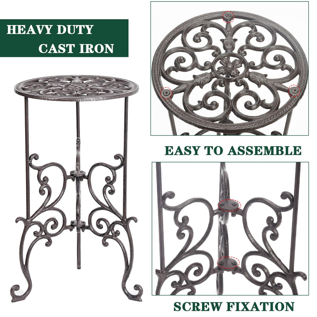 Cast Iron Potted Plant Stand, 19.3 Inch 1 Tier Metal Planter Rack