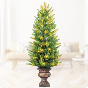 4FT Battery Operated Pre Lit Potted Christmas Tree with Lights