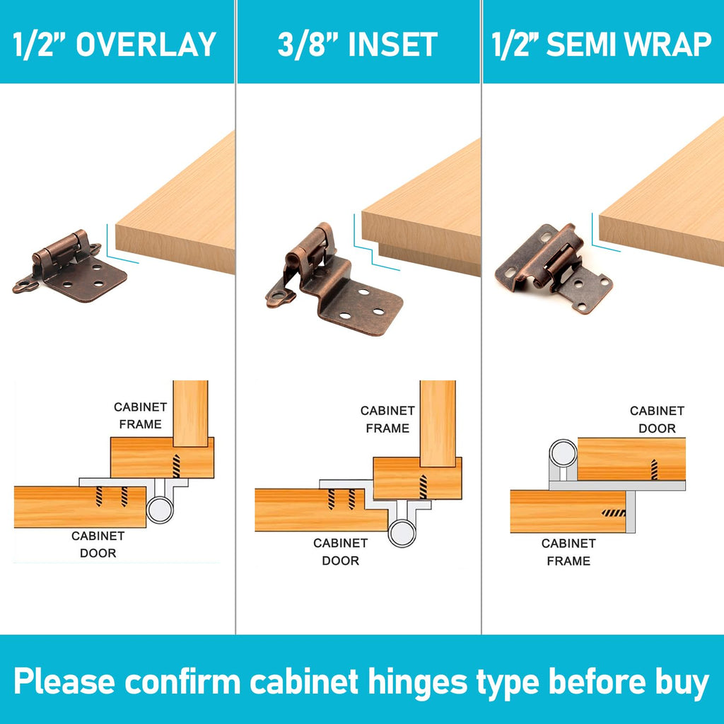 8 Pack (4 Pairs) 1/2 Inch Overlay Partial Wrap Hinges Oil Rubbed Bronze