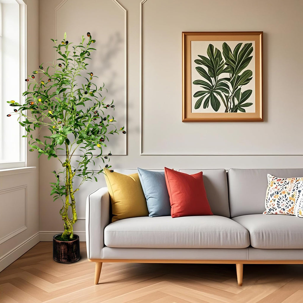 5FT Artificial Olive Tree Indoor - Lifelike Fake Olive Tree with Branches, Leaves & Fruits, Realistic Faux Tree