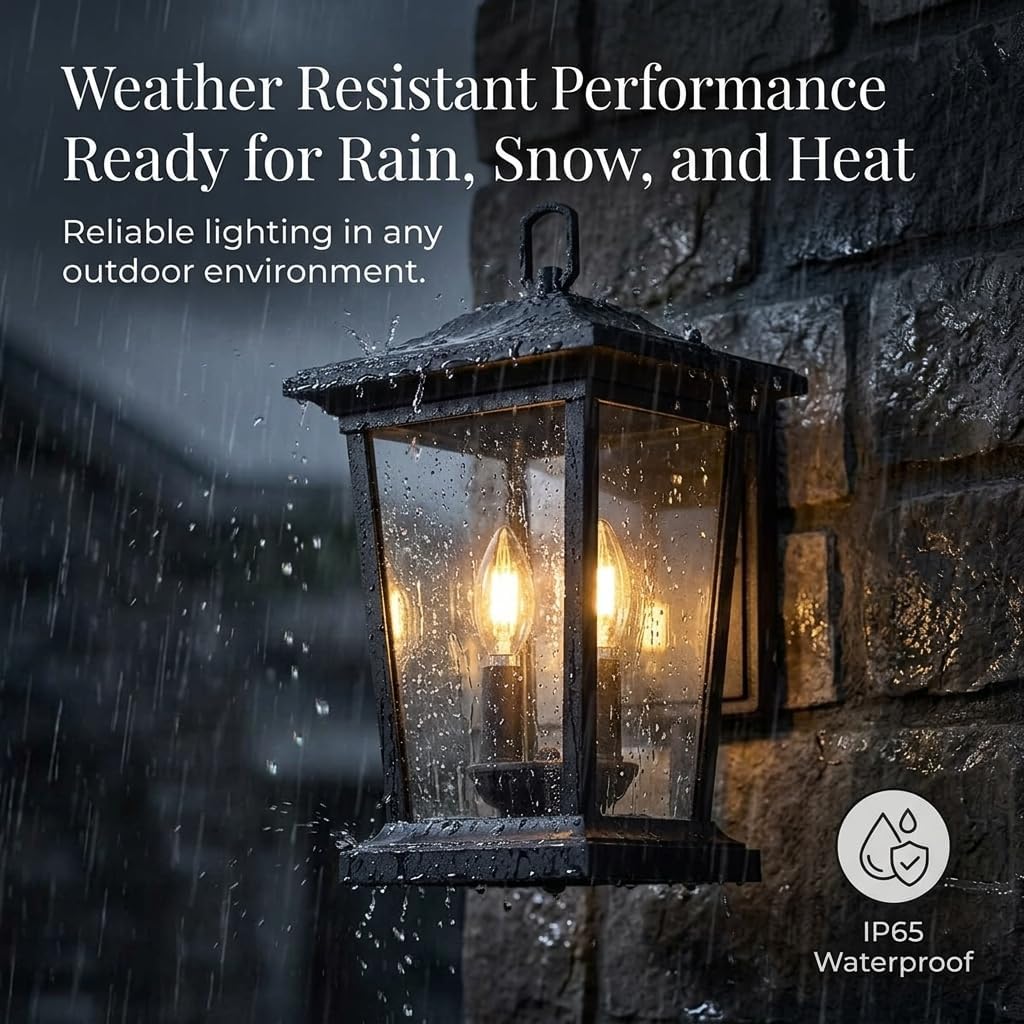 Outdoor Wall Lantern, Large Exterior Waterproof Wall Sconce Light Fixture