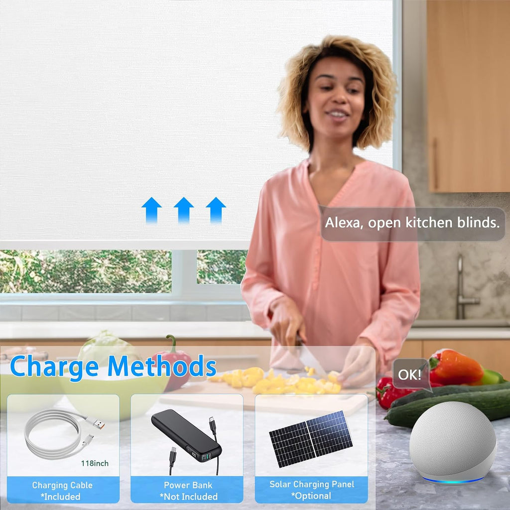 Motorized Blinds with Remote Cordless Automatic Motorized Shades Blinds for Windows Smart Curtains Compatible with