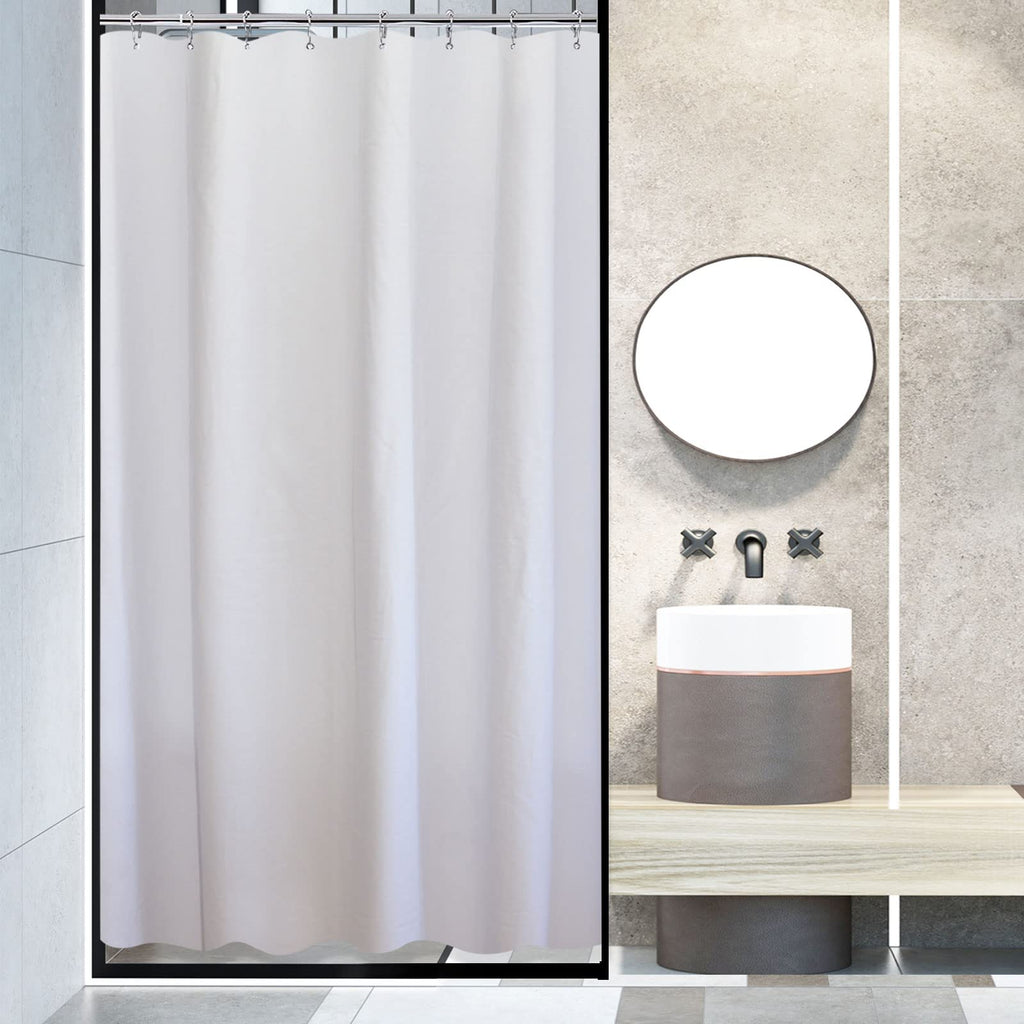 100% Cotton Shower Curtain 48x84", Narrow White for RVs or Small Bathtubs