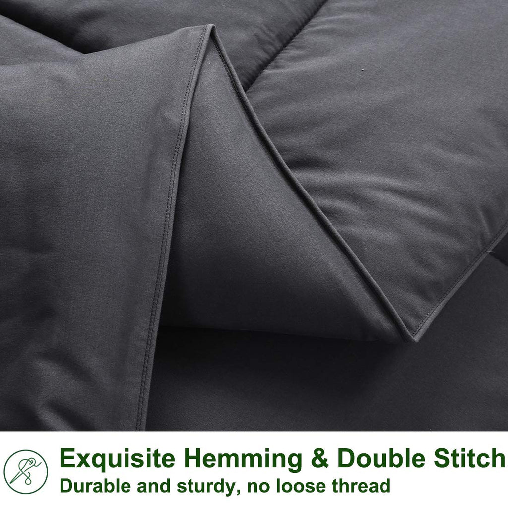 Dark Grey Comforter for King Bed, All Season Soft Quilted Reversible Down Alternative Comforter King Size Duvet